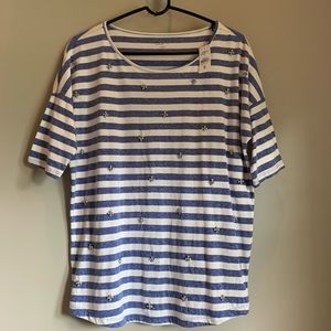 Loft | Women’s Size S Blue and White Striped Top